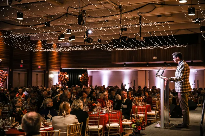 Three rental warm white light canopies installed for an event at the University of Manitoba, Winnipeg, MB